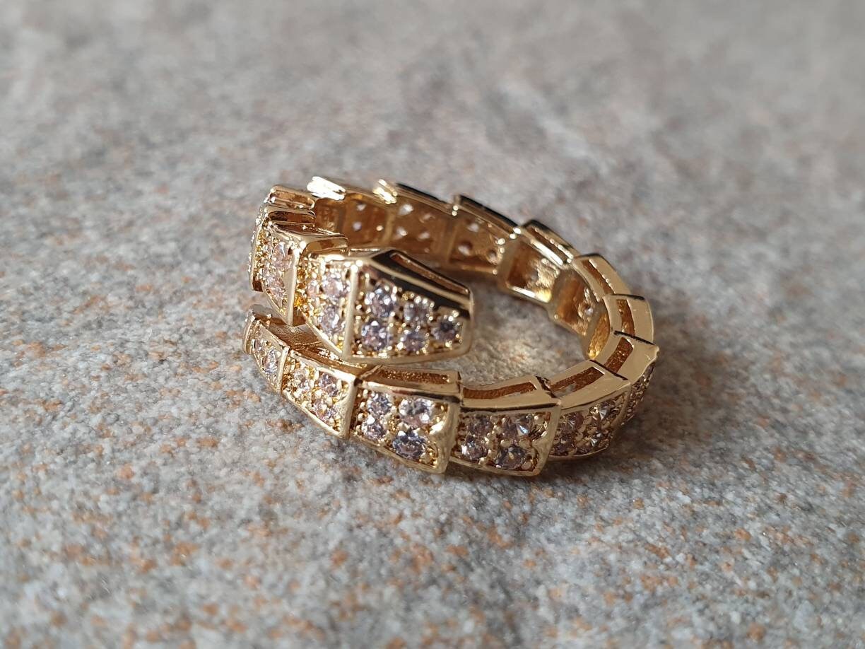 Snake Ring. Snake Swarovski crystal round ring. 925 sterling | Etsy