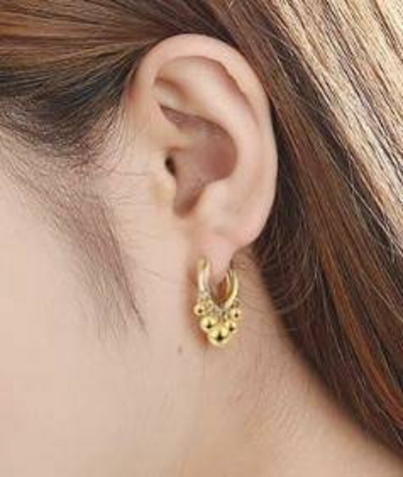 Small 925 sterling silver plated hoop earrings. Ball hoop Etsy