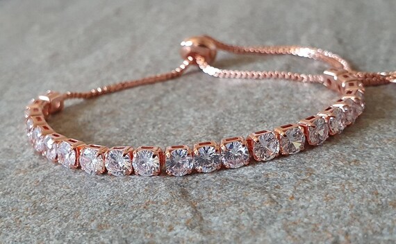 Tennis Bracelet. Rose Gold Swarovski 