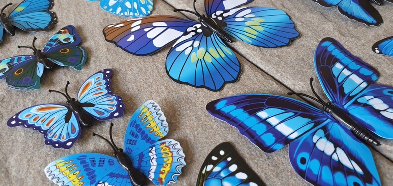 Wall Butterfly Butterfly Art Decal Butterfly Home Decor PVC Butterflies 12 3D Blue Mix Wall Murals Stick Ons. Art Decal
