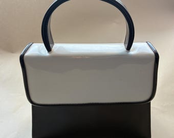 Vintage Black & White Patent 1980's Handbag