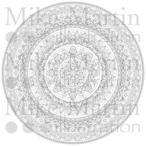 Printable Mandala instant download black and white adult coloring page