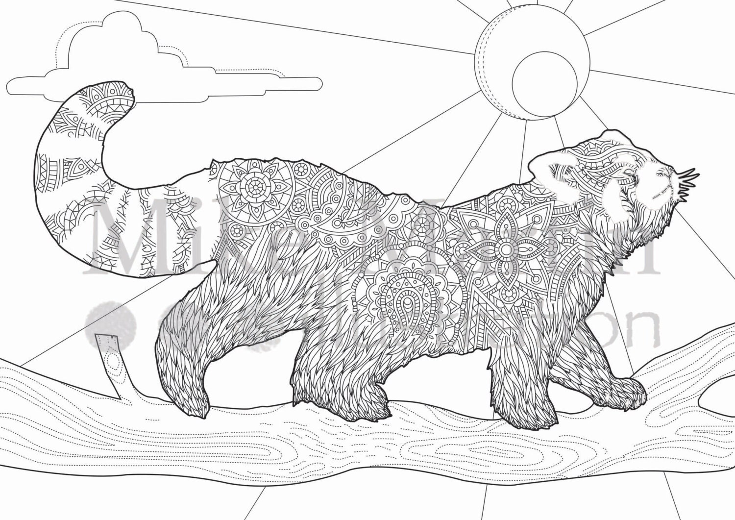 Printable Red Panda Coloring Page Instant Download Adult | Etsy