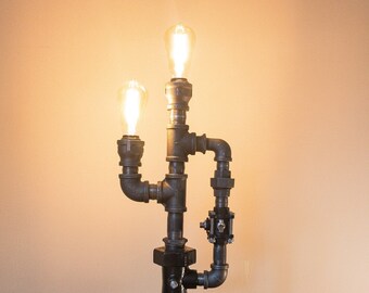 Machine Age / Industrial / Steampunk Table Lamp / Pipe Lamp / Edison Lamp