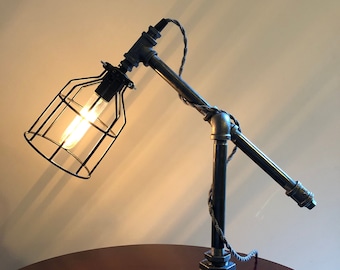 Machine Age / Industrial / Steampunk Desk or Table Lamp / Pipe Lamp / Edison Lamp