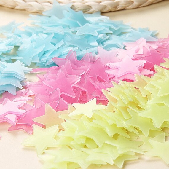 Glow In Dark Stars Room Decor Colourful Stars Kids Room Decor Glowing Stars Yellow Stars Pink Stars Blue Stars Glow In Dark