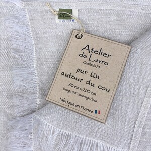 Foulard blanc pour homme, en pur LIN lavé, plusieurs dimensions au choix. Fabrication artisanale française image 9