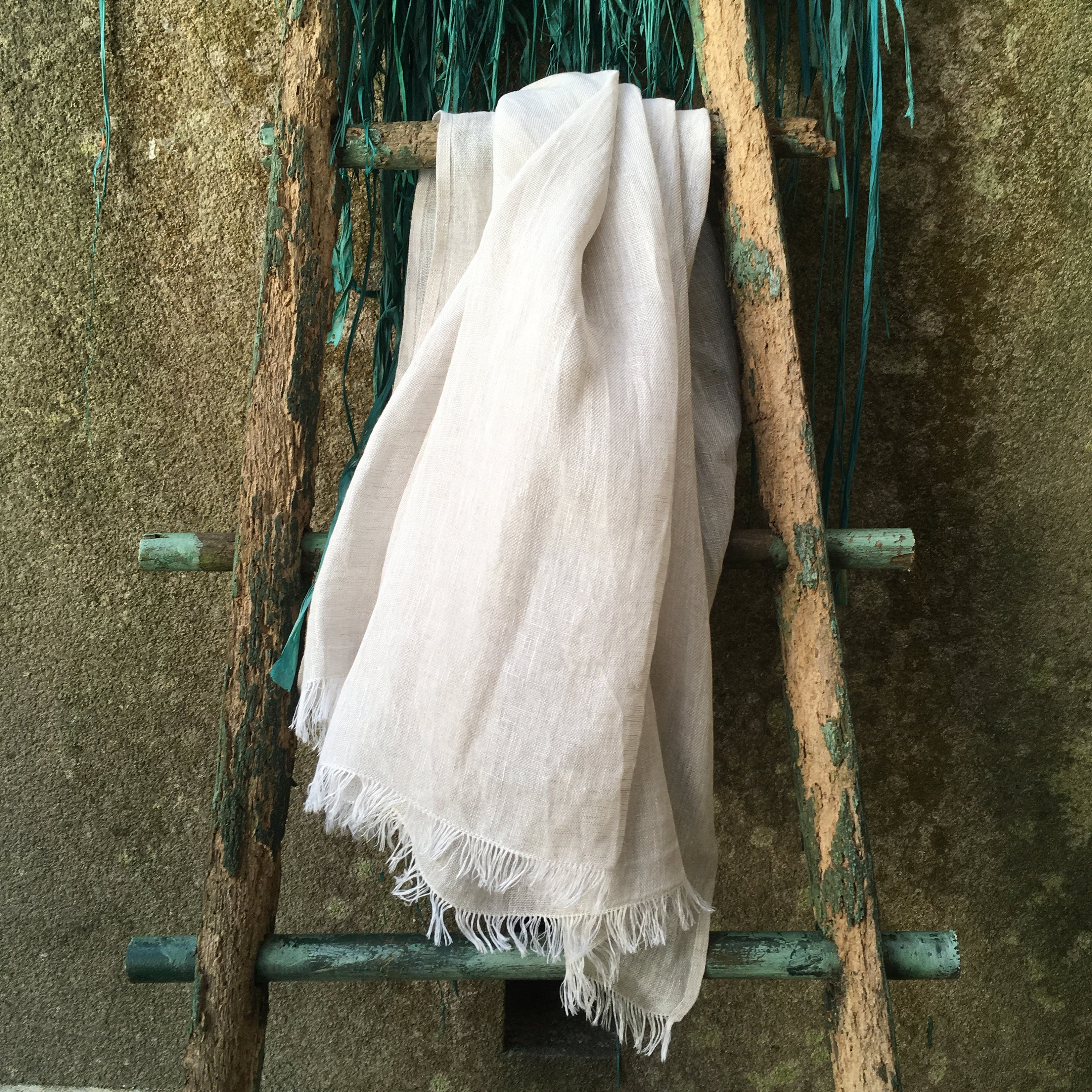 Natural linen scarf, handcrafted in France. Available in several sizes