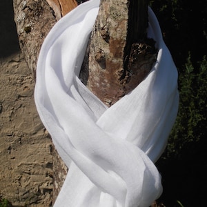 Foulard blanc pour homme, en pur LIN lavé, plusieurs dimensions au choix. Fabrication artisanale française image 6
