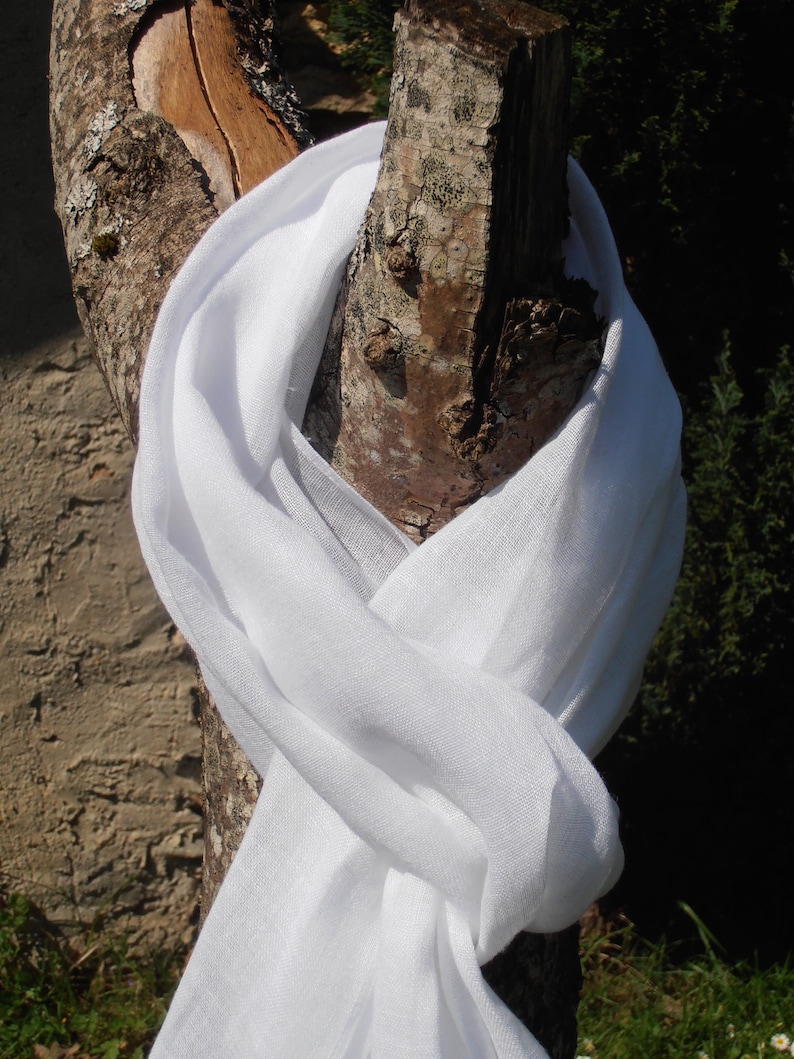 Foulard blanc pour homme, en pur LIN lavé, plusieurs dimensions au choix. Fabrication artisanale française image 6