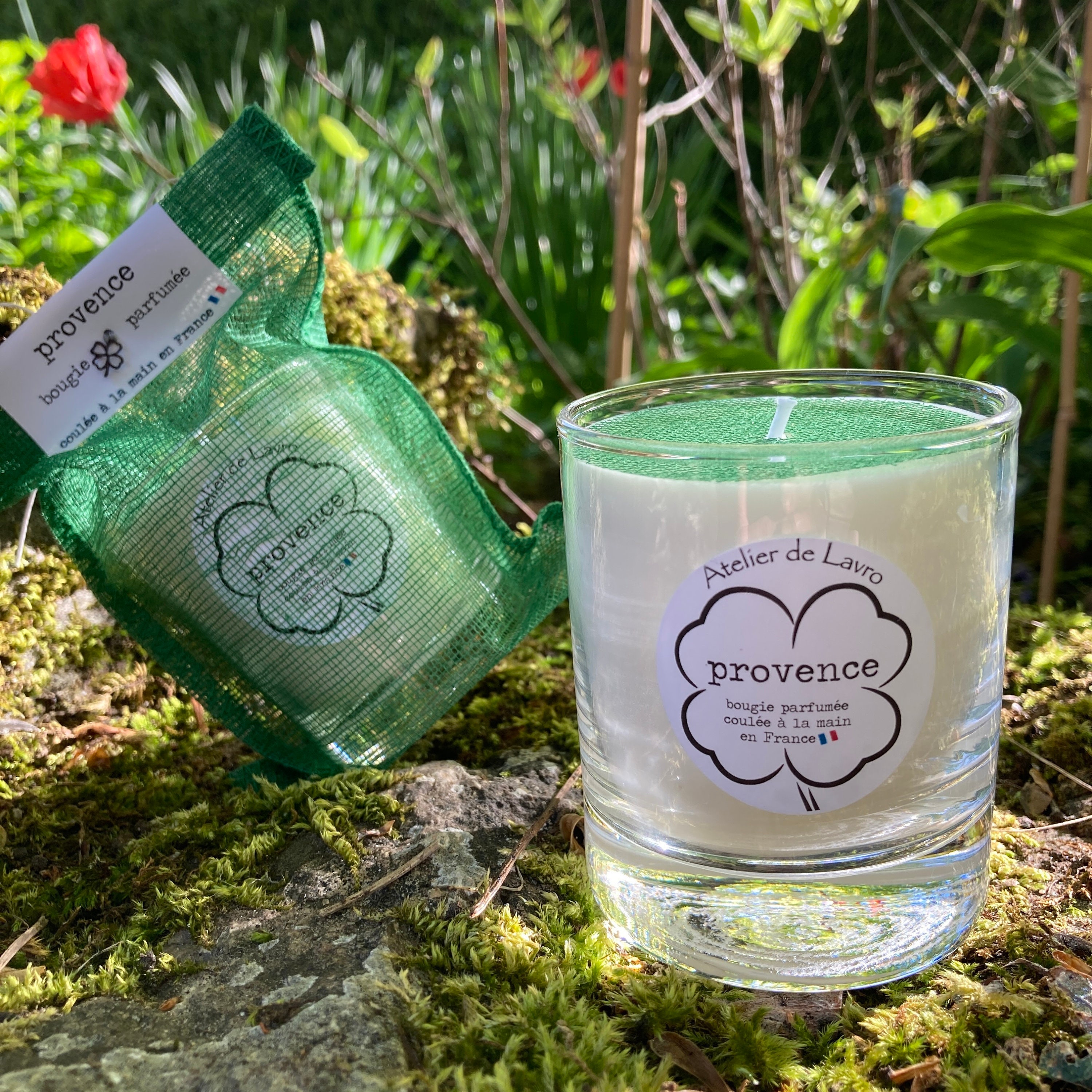 Provence Bougie Parfumée Artisanale Naturelle en Cire Végétale de Soja, Bougie Coulée à La Main Fran