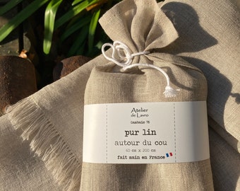 Sand Beige scarf, made in France. Several dimensions. Pure washed linen.