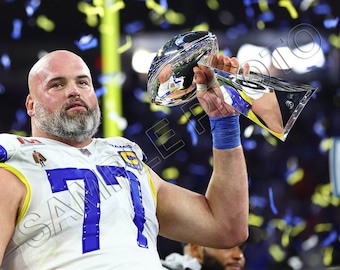 Andrew Whitworth Super Bowl Trophy Los Angeles Rams Champions 8X10 Photo
