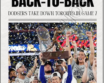 2025 Los Angeles Dodgers World Series Champions Back To Back Newspaper Reprint 8x10 Photo