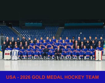 2026 USA Olympic Gold Medal Hockey Team Unsigned 8 x 10 Formal Sitdown Photo