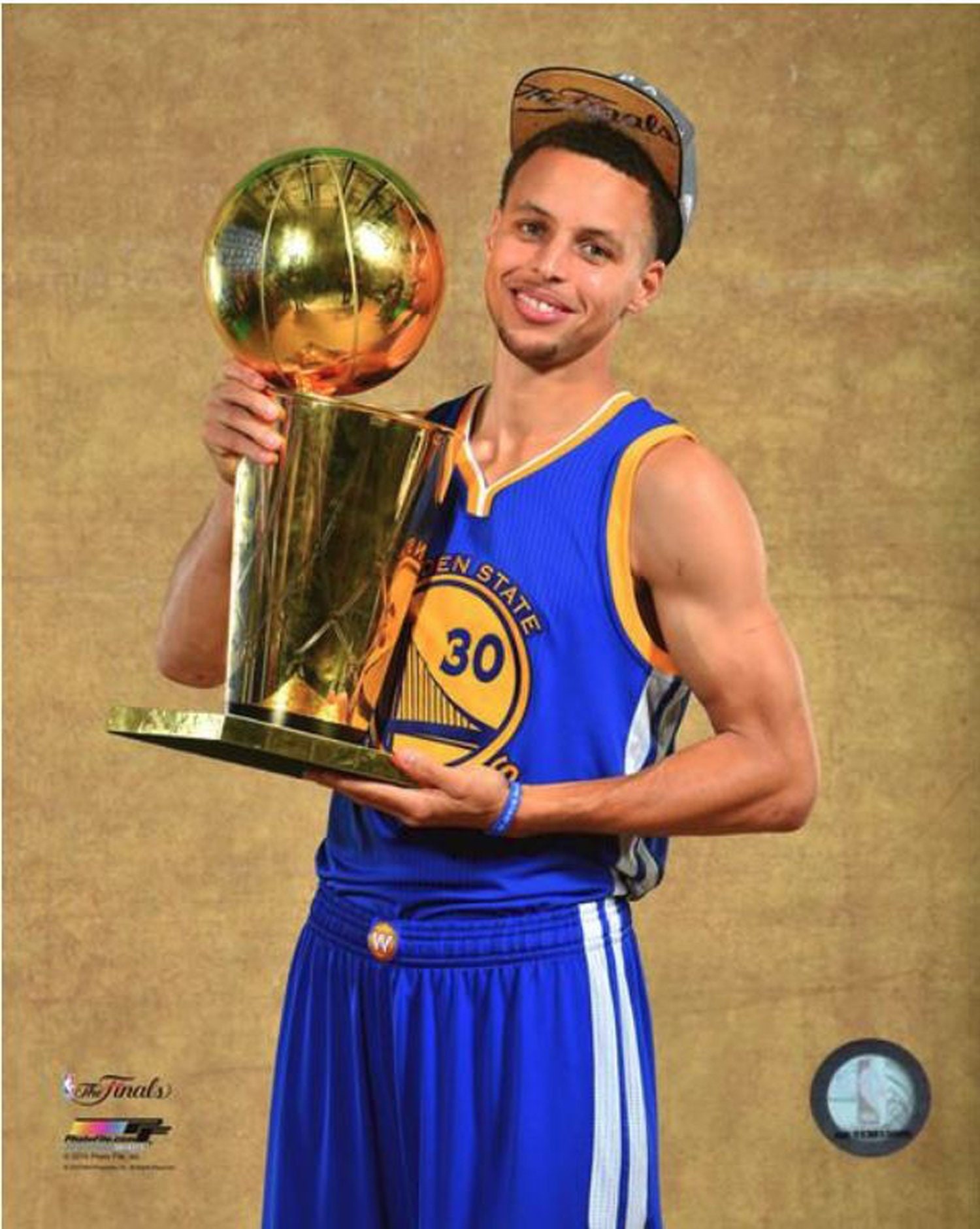 Stephen Curry Golden State Warriors Unsigned 2022 NBA Finals Larry O'Brien Trophy Photograph