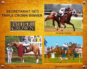 Secretariat 1973 Triple Crown Winner Derby Preakness Belmont 8x10 Photo Collage