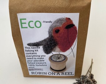 Eco Needle felted Robin on a reel Kit