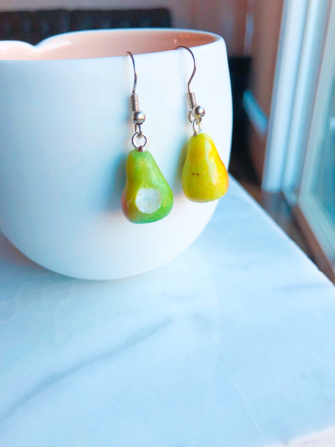 Pear Fruit Earrings Polymer Clay Charm Earrings Etsy