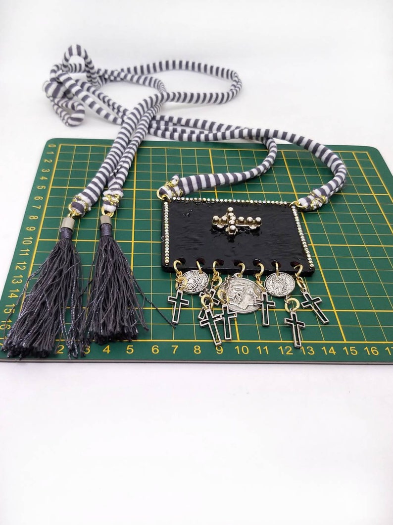 Coins necklace. Cross necklace Bohemian necklace Black necklace Statement necklace Charm necklace