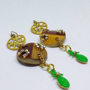 Earrings. Unique earrings. Handmade earrings. Statement earrings. Pineapple earrings. Dangle earrings. Unique jewelry.