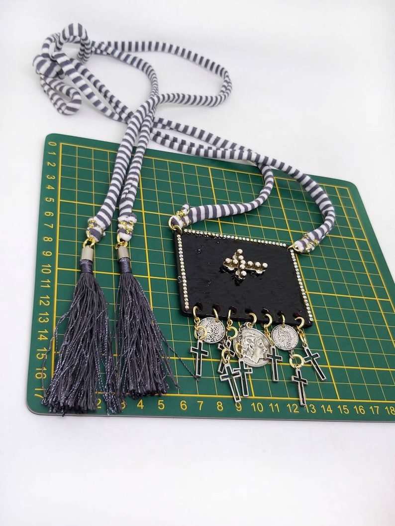 Coins necklace. Cross necklace Bohemian necklace Black necklace Statement necklace Charm necklace