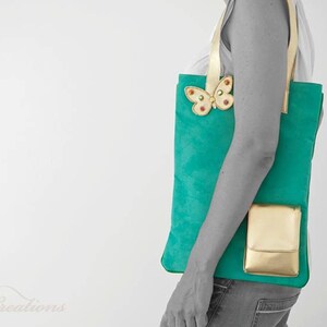 Tote bag, Handmade, Green Handbag, Turquoise, City Bag, Shopping Bag, Unique bags, Gifts for her, Bags & Purses!