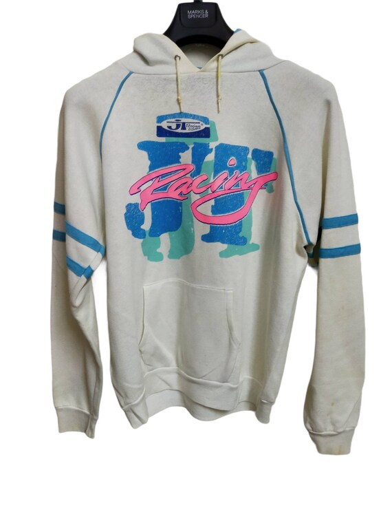Vtg Jt Racing Usa Motocross Sweater Sweatshirt Hoodie Large White
