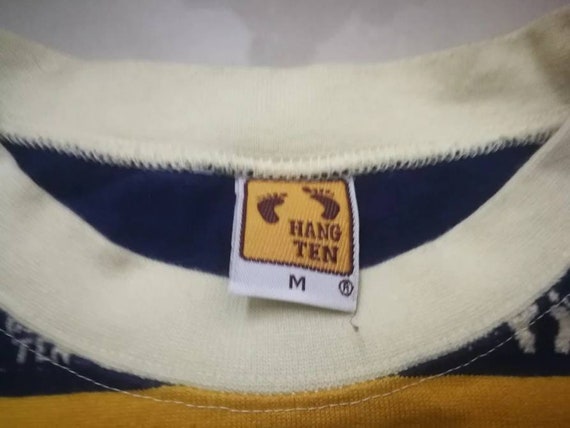Vtg hang ten pocket shirt stripe yellow medium si… - image 7