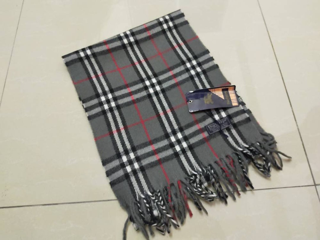 Burberrys London Checked Scarf Muffler Gray Nova Check Scarves Etsy