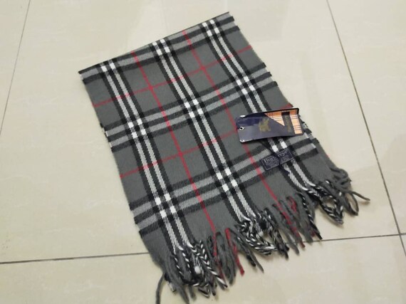 burberrys london checked scarf muffler gray nova c