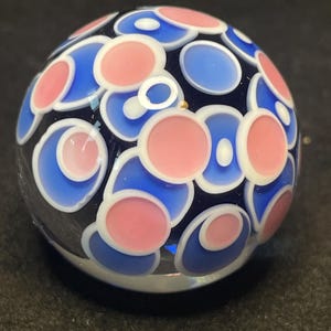 Glass marble, handmade marbles, contemporary art marble, borosilicate, Andrew Anderson (#118) 1.26” dot stack dichroic