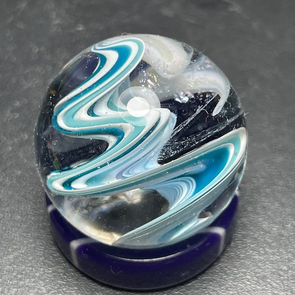 Glass marble, handmade marbles, contemporary marble, hider marble, boro, sphere, orb, collectible glass, made by Andrew Anderson (#5) .92”