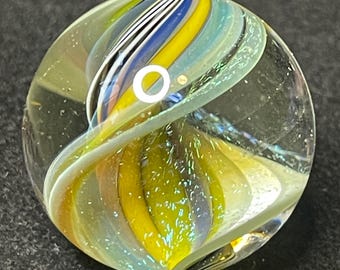 Glass marble, handmade marbles, contemporary art marble, borosilicate, Andrew Anderson (#13) 0.96” dichroic corkscrew