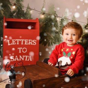 Wood Letter Box on legs, Letters to Santa Mailbox, Christmas Photography Prop, Handmade Baby Studio Prop