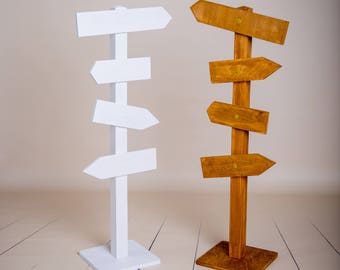 Wooden Signpost with Arrows: Newborn Photography Prop