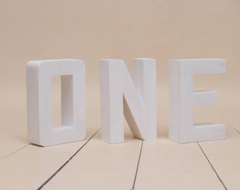 CAPITAL ONE Sign for First Birthday D1, Wooden Decorative, White