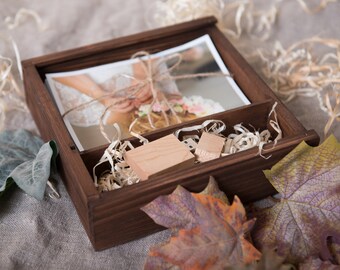 Personalized Wood Box for 4x6 Prints & USB Drive: Photographer Keepsake