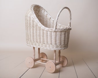 wicker baby carriage basket
