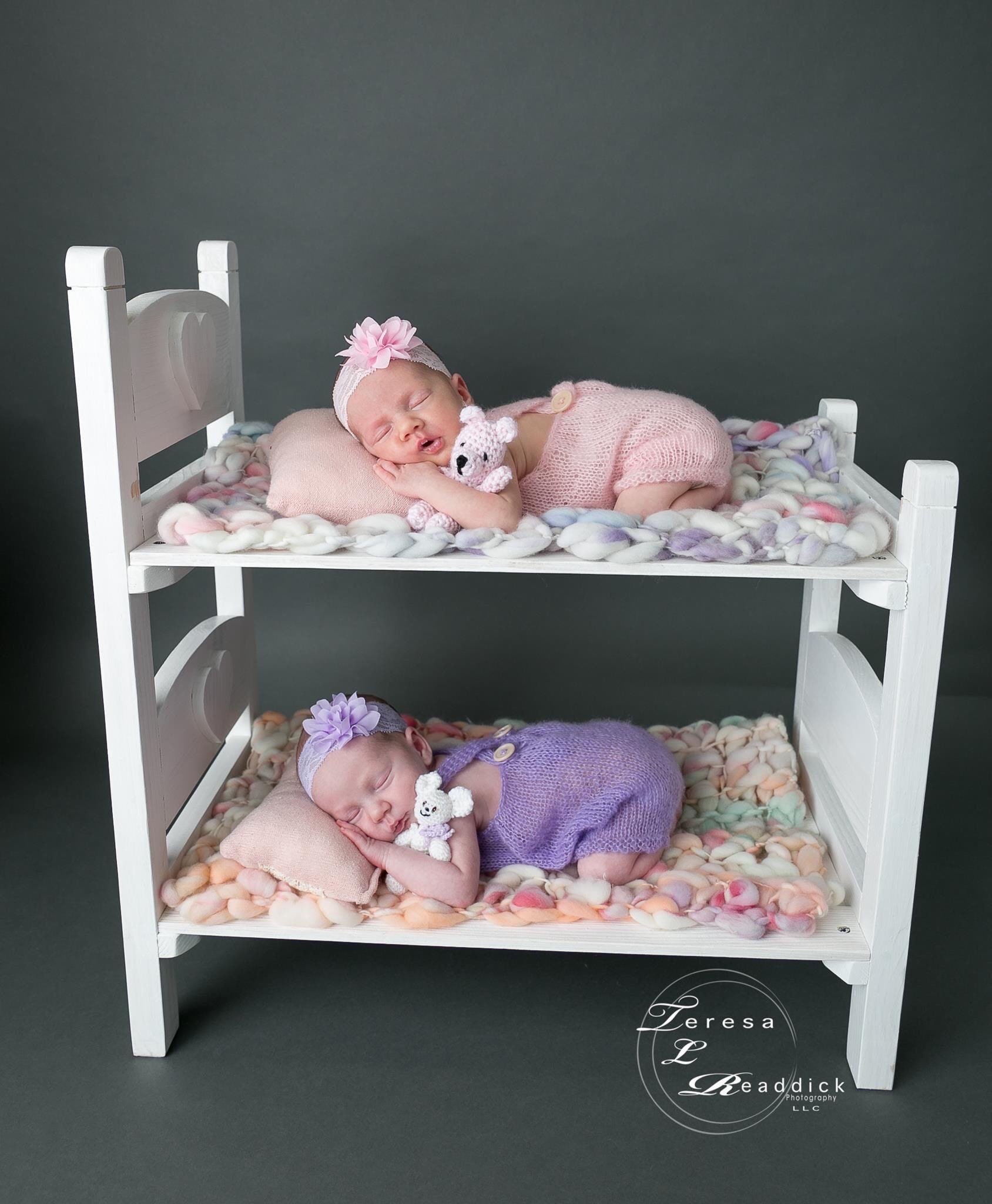 LIT SUPERPOSÉ JUMEAUX Photo Prop Lit double en bois Lit bébé Photo Props,  accessoires de photographie pour tout-petits, accessoires photo faits à la  main, accessoire de lit pour nouveau-né en bois 