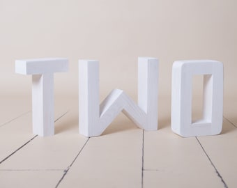 Wooden TWO Sign: Birthday Photo Prop, Kids Party Favor, Second Birthday