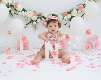 Letters ONE Photo Prop Sign: First Birthday Wood Decoration