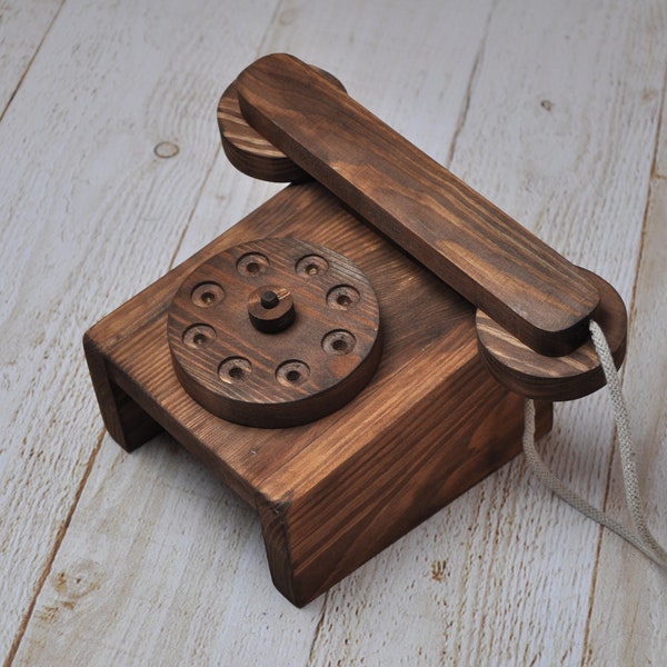 Accessorio fotografico per telefono da scrivania in legno, sessione fotografica per bambini piccoli, giocattolo in legno, decorazione, mini telefono, finta ricreazione