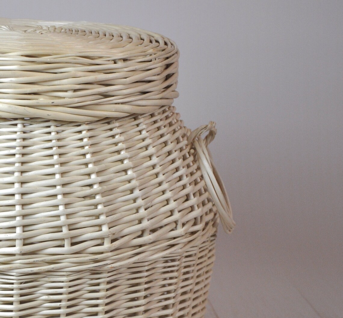 Wicker Basket Willow Toy Box With Lid Round Bin Storage Etsy UK