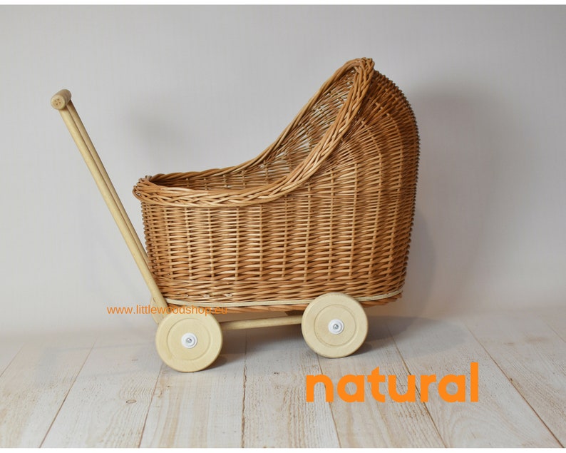 wicker toy stroller