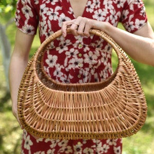 Gondola Wicker Basket, Willow Hamper with Handle, Oval Shape, Newborn Photography Props, Baby Photographer, Summer Session, Decoration