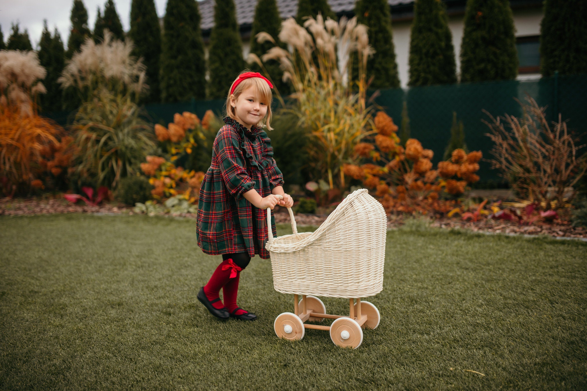 Culla in Vimini con Cappottina e Ruote Blu Little Prince/Princess