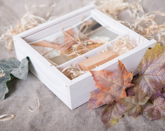 Personalized Wood Photo Box with USB Compartment (4x6 Prints)