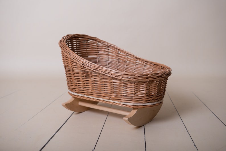 Wicker Baby Cradle, Photography Props, Toddler, Newborn Baby Photographer, Trolley, Bed for Dolls, Nursery Willow Toy 