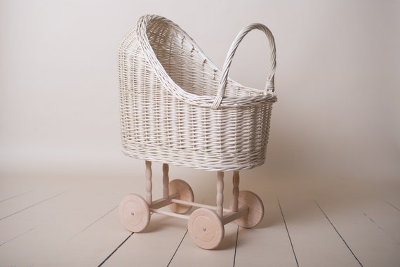 wicker baby carriage basket